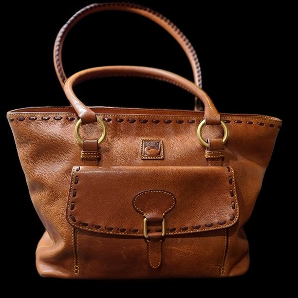 Dooney & Bourke Handbags - DOONEY & BOURKE Florentine Genuine Italian Leather Zippered Pocket Satchel Lined